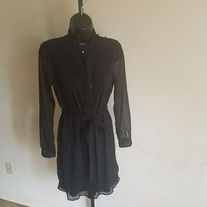 Banana Republic  black sheer polka dot dress